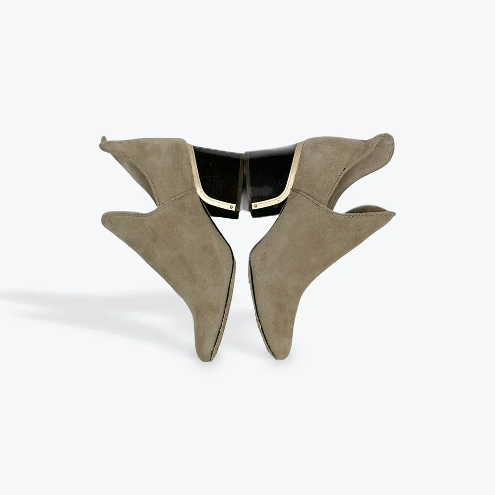 Latigo Suede Cutout‎ Block Heel Ankle Booties Taupe Size 7.5M